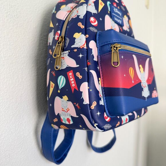 NEW Loungefly Disney Dumbo The Elephant Circus Icons Mini Backpack Blue Pink main image 5